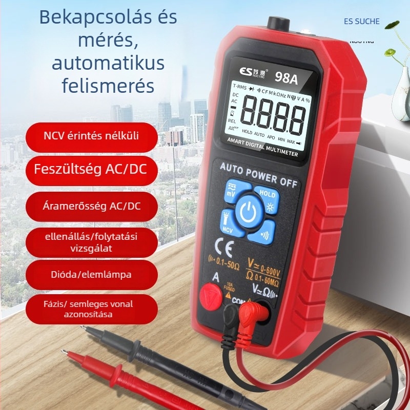Automatikus tartományú digitális multiméter, háttérvilágítású kijelzővel, nagy pontosságú, kapacitás és hőmérséklet mérés
