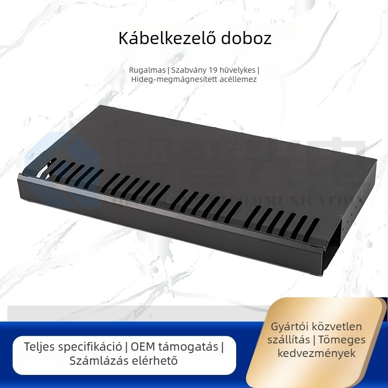 Kábelrendező és -tároló állvány, 24/48 portos, vastagított hidegen hengerelt acél konstrukció, hálózati kábelekhez