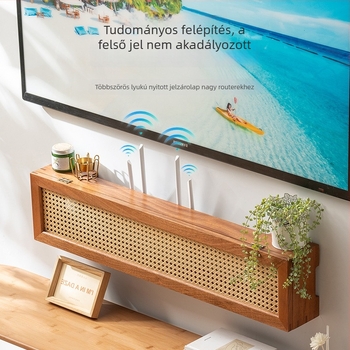 Fali WiFi-router tároló doboz bükkfából — porálló tárolás, modern minimalizmus, testreszabható