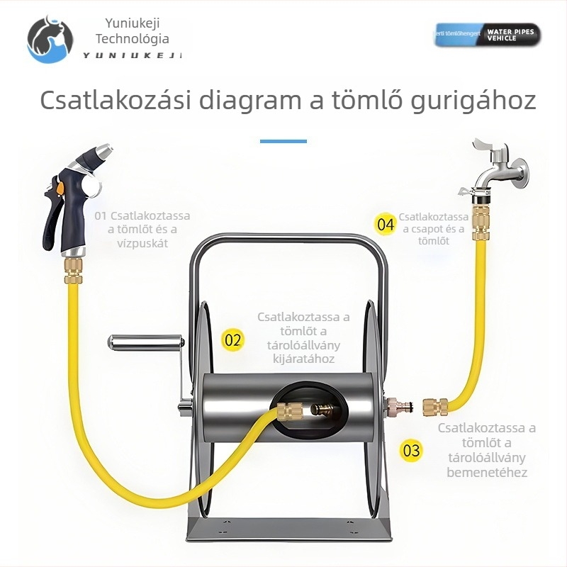 Sangmei Háztartási tömlőhenger autómosáshoz és vízpisztoly tárolásához, tömlőhenger a kertbe való öntözéshez