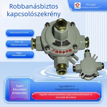Robbanásbiztos csatlakozó doboz, háromutas kivitel, öntött acél ház, csőcsatlakozás, IP65