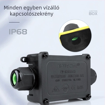 E-WeiChat IP68 vízálló kábelcsatlakozó doboz - műanyag, 1 bemenet / 1 kimenet, kültéri világításhoz (Kód Ew-2068s25730)