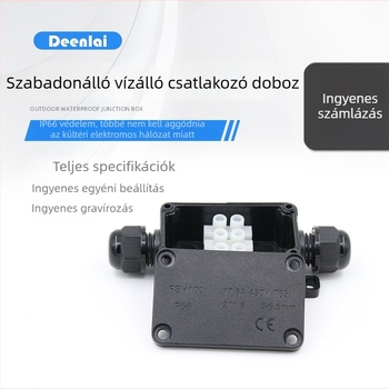Kültéri vízálló kapcsolódó doboz terminálokkal, mini típus, 1 bemenet és 1 kimenet, IP66