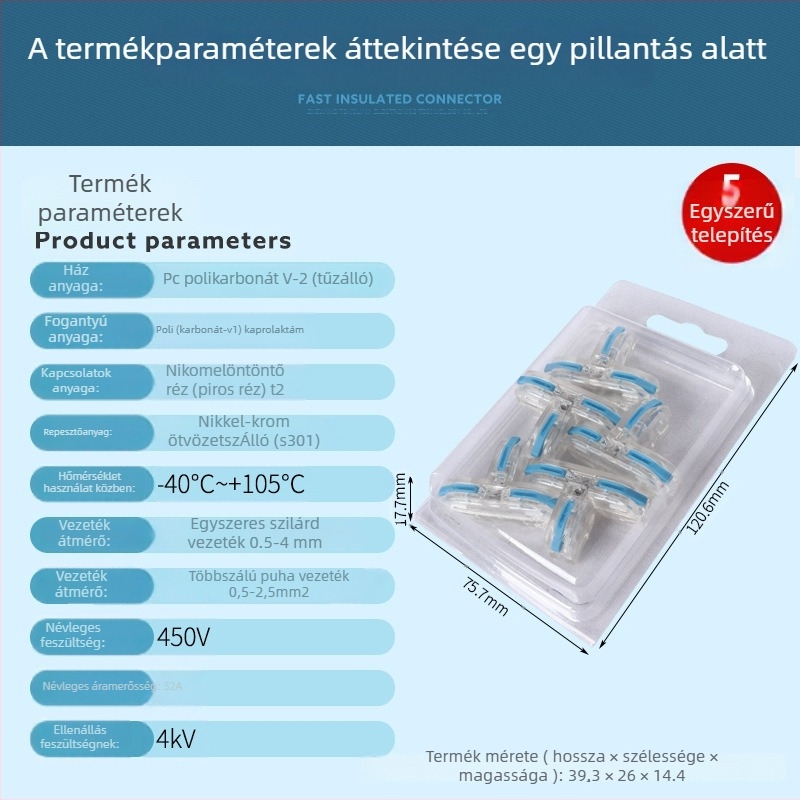 TL-112 Gyorsbekötésű terminál, 1 bemenet, 2 kimenet, T-típusú