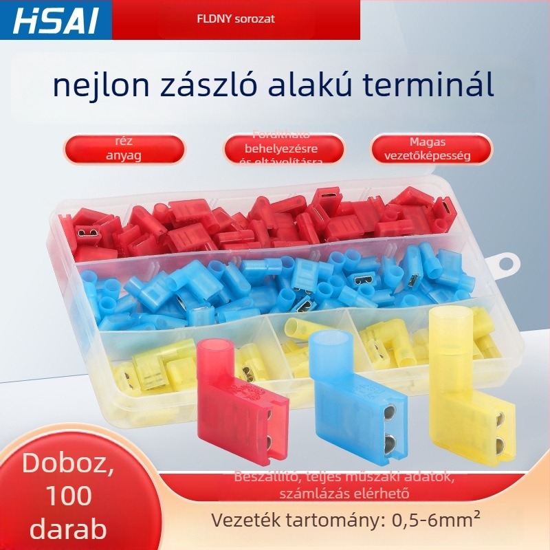 Hsai nylonból készült teljesen izolált zászló alakú női terminál, modell FLDNY 1.25-187, villanyszerelőknek