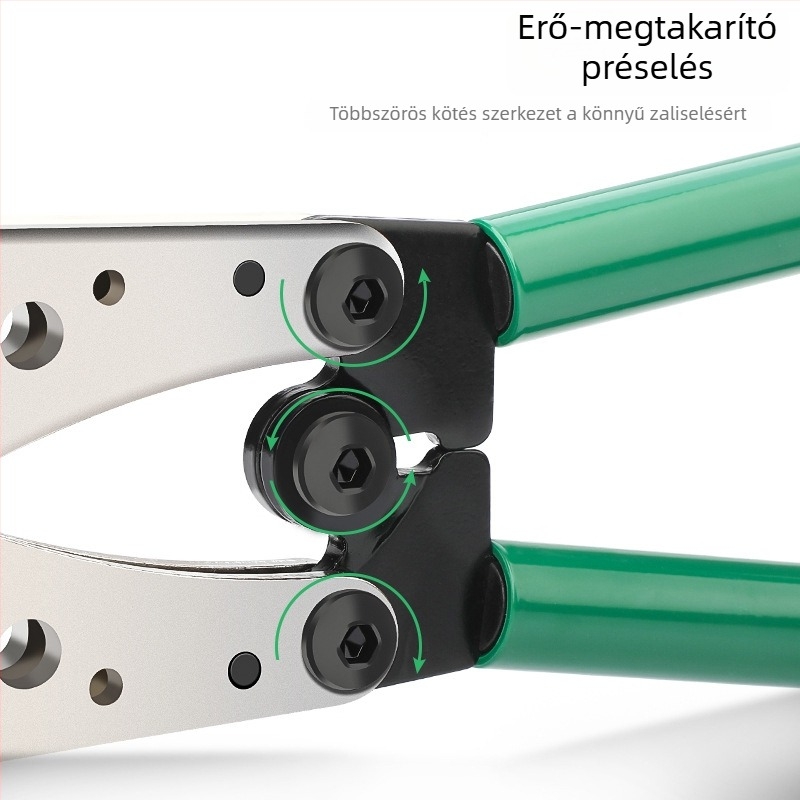 Tuosen HX-50B kábelpréselő fogó elektroműszerészeknek, rézorrú fej, magas széntartalmú acélból, súly 1.07