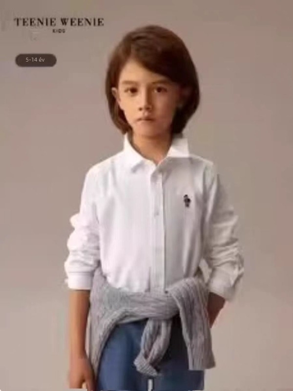Fiúknak szóló hosszú ujjú pamut ingét, koreai stílus, 3-8 éveseknek, 100% pamut