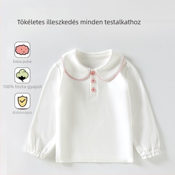 Gyerekeknek készült polo hosszú ujjú galléros, 100% poliészter, 3–8 éveseknek, 2025 ősz