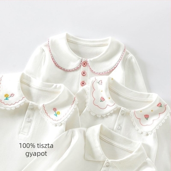 Gyerekeknek készült polo hosszú ujjú galléros, 100% poliészter, 3–8 éveseknek, 2025 ősz