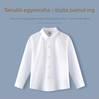 Gyerek ing, college stílus (hosszú ujjú, rever galléros, 100% pamut)