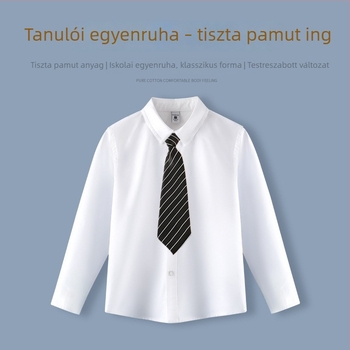 Gyerek ing, college stílus (hosszú ujjú, rever galléros, 100% pamut)