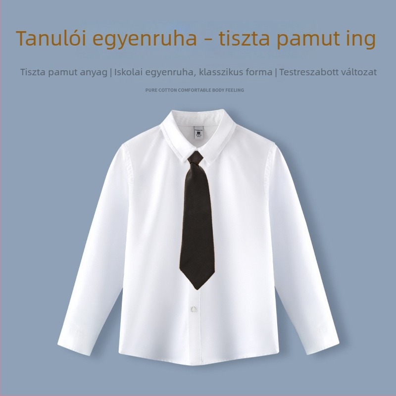 Gyerek ing, college stílus (hosszú ujjú, rever galléros, 100% pamut)