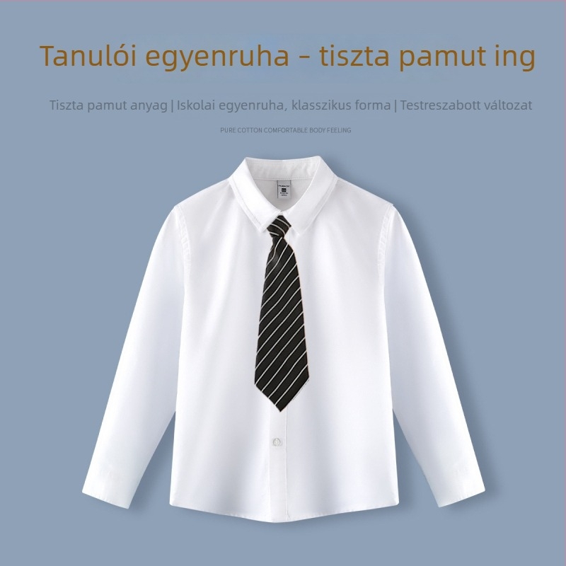 Gyerek ing, college stílus (hosszú ujjú, rever galléros, 100% pamut)