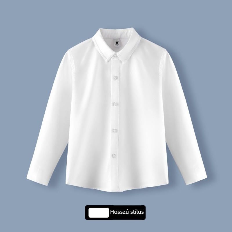 Gyerek ing, college stílus (hosszú ujjú, rever galléros, 100% pamut)