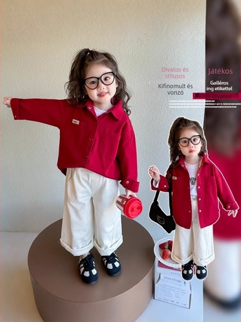 Lányoknak készült hosszú ujjú ing, négyzetes gallérral, pamut‑keverék – tavasz–ősz mindennapi top 3–8 éves gyerekeknek