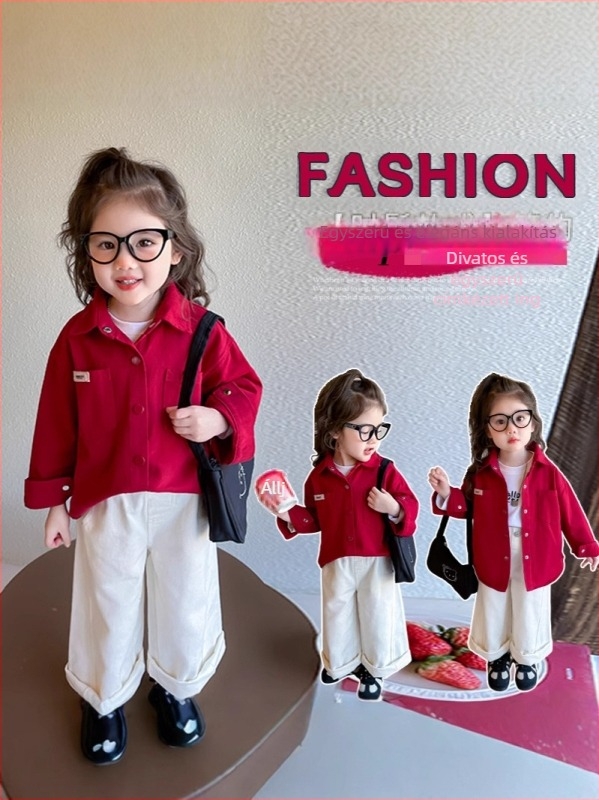 Lányoknak készült hosszú ujjú ing, négyzetes gallérral, pamut‑keverék – tavasz–ősz mindennapi top 3–8 éves gyerekeknek