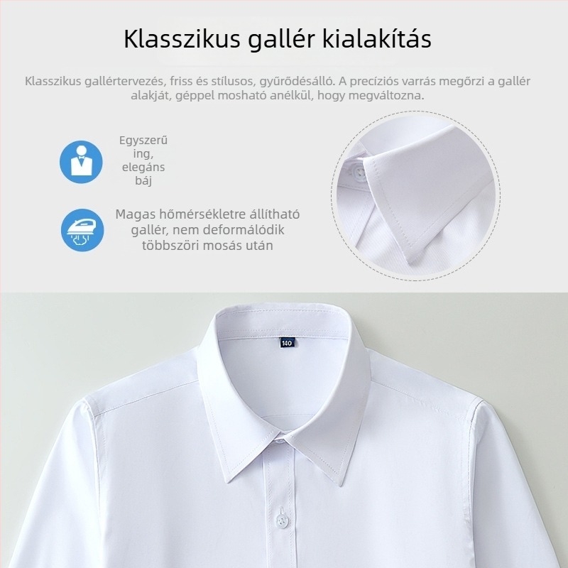 Gyerekek hosszú ujjú ing, 93% poliészter, nyári 2025 modell, uniszex
