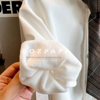 Gyerekeknek készült koreai stílusú, hosszú ujjú ing, egyszínű, puha felületű poliészter-rayon keverék, téli 2025