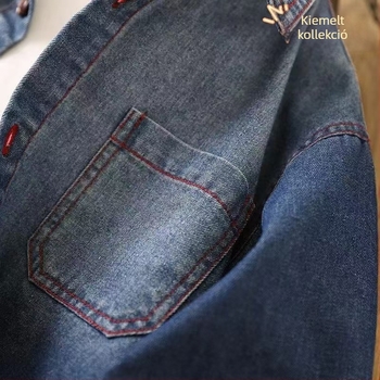 Fiúknak készült Denim-ingdzseki, hosszú ujjú, közép- és nagy méret, divatos tavasz–ősz stílus