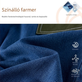 Gyerekeknek szóló denim nadrág, szabadidős stílus, középmagas derék, elasztikus övcsattal, tavasz–őszi viseléshez