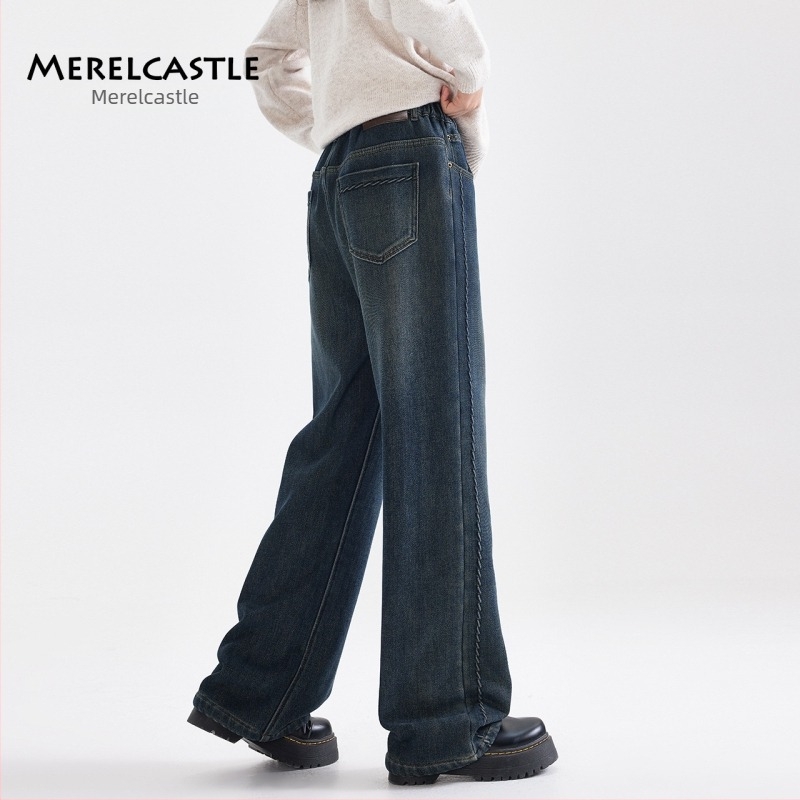 Lányoknak készült farmernadrág, széles lábszár, középmagas derékvonal, 85% pamut, tavasz-ősz 2025