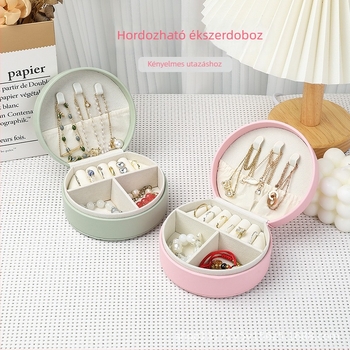 Borui bőr ékszeres tartó – Hordozható óraszerű ékszertartó doboz nyakláncokhoz, gyűrűkhoz és fülbevalókhoz – Eredet: Jinhua
