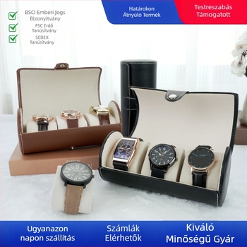 3 pozíciós hengeres óratartó doboz, porálló, kompozit anyagból, ékszer csomagolás