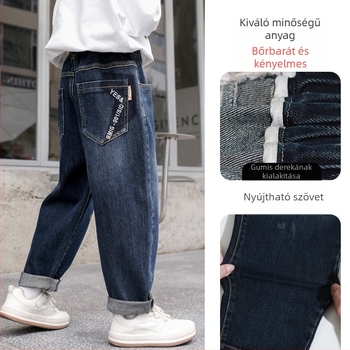 Fiúknak készült farmernadrág - casual stílus (73% pamut, középmagas derekú)