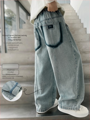 Gyerekeknek szóló farmernadrág - Pamut, Jeans-stílus, Középmagasságú derék, Puha kezeléssel, Fiúknak 8 éves kortól