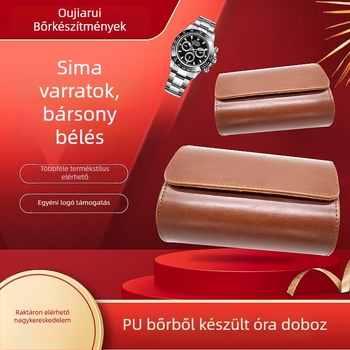 PU bőr óratartó doboz, két darabos készlet, két kártyatartó rekesszel – OPP + tálca csomagolás, ajándék- és ékszercsomagolás