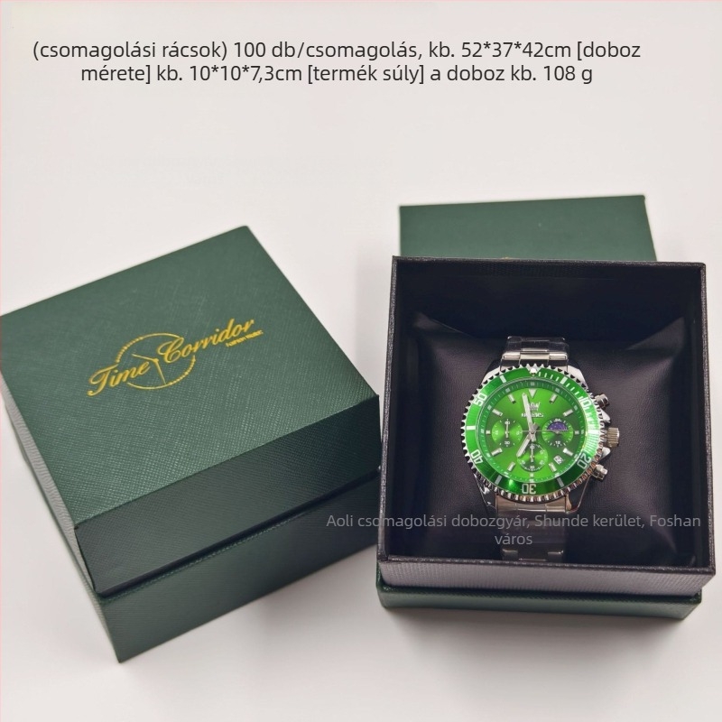 Aoli óra doboz - papír ékszer csomagolás, modell Middle Cover Watch Box, Cover-in-Cover, logó hőnyomás