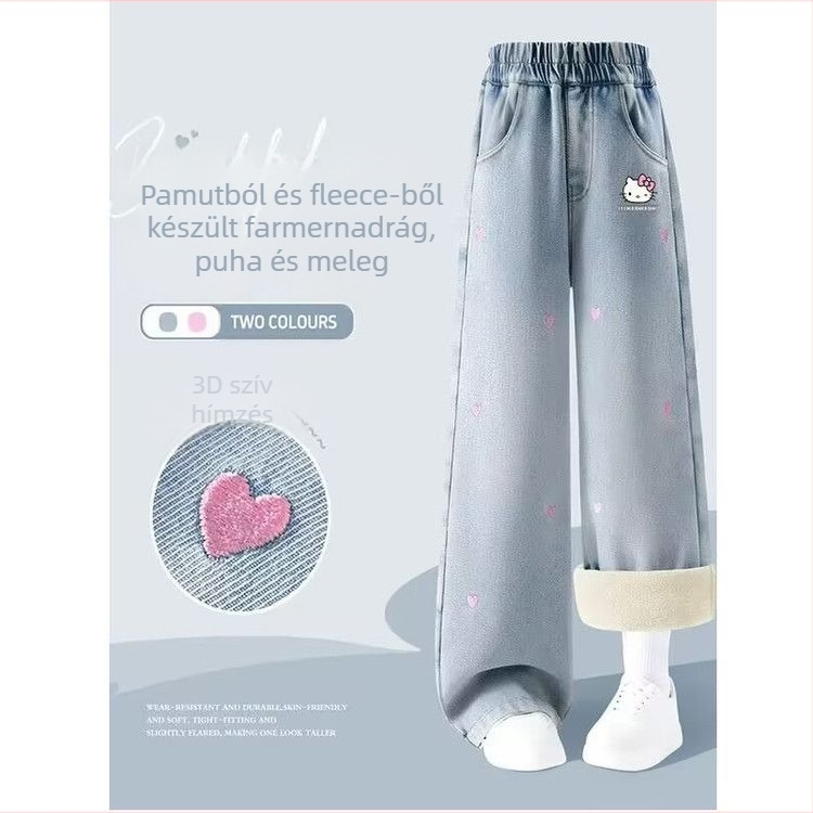 Gyerekeknek készülő téli quiltelt nadrág lányoknak, 50–70% nyúl szőrrel, laza stílus