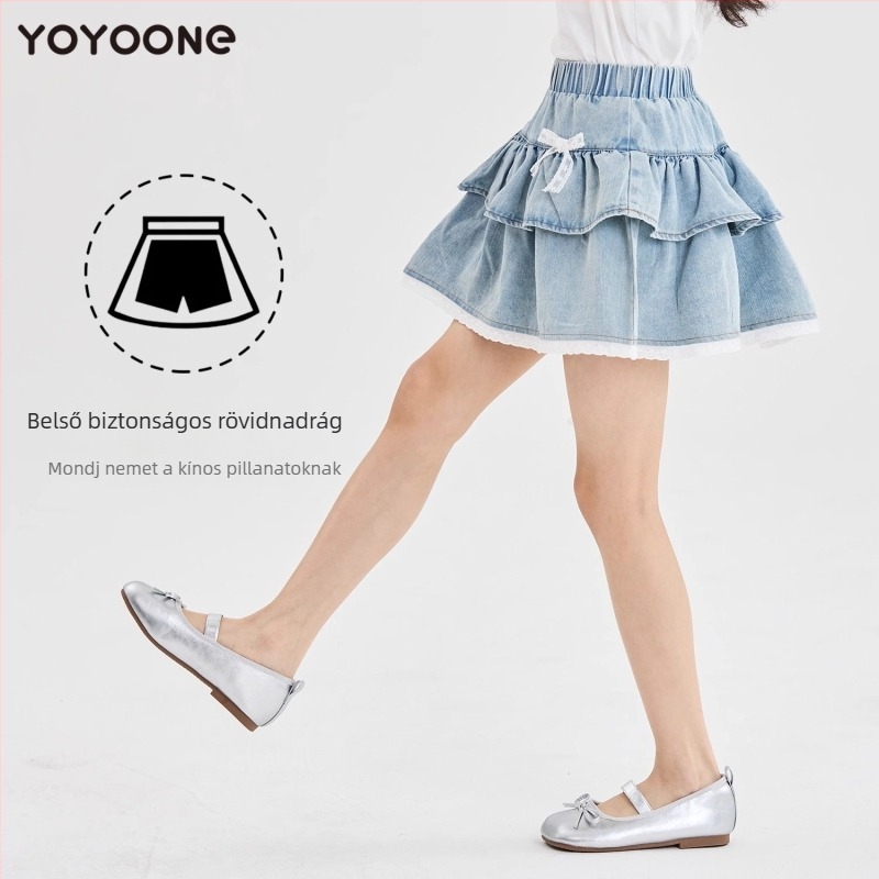 Lányoknak készült denim szoknya hasított dizájnnal, denim/pamut keverék, pamut bélés, 8+ éveseknek