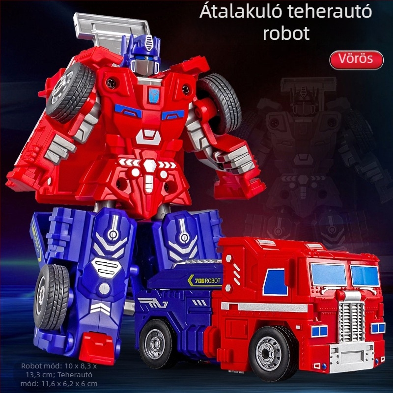 DIY kézzel átalakítható robot-teherautó modell – műanyag autómodell inerciás vezérléssel, szimulált katonai jármű