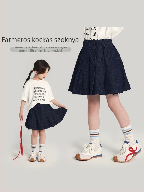 Gyerekeknek pamut pliszált szoknya – 83% pamut, pamut bélés, puha kezeléssel, Nyár 2025
