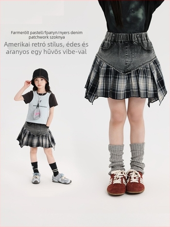 Gyerekeknek szóló szoknya - Nyár 2025, lányoknak, street/hip-hop stílus, fő anyag: pamut 87%, bélés: pamut 81–90%, márka Pudding Haru