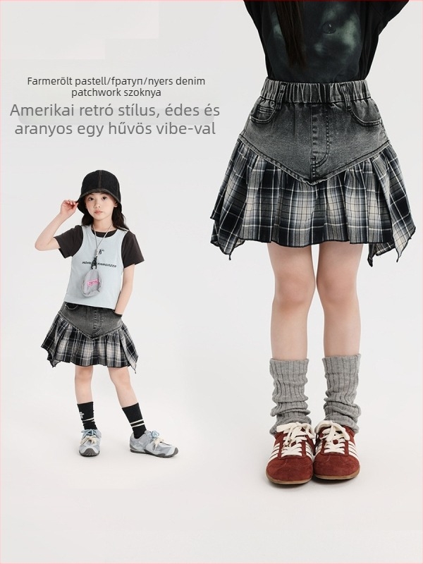 Gyerekeknek szóló szoknya - Nyár 2025, lányoknak, street/hip-hop stílus, fő anyag: pamut 87%, bélés: pamut 81–90%, márka Pudding Haru