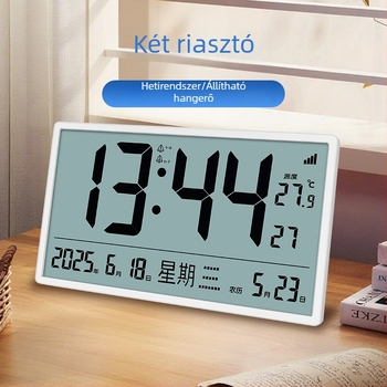 Digitális óra, elemről működik, csendes működés, edzett üveggel ellátott számlap, műanyag tokozás