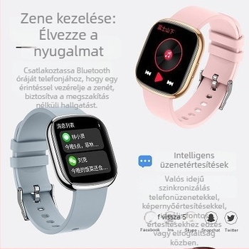 P52 okosóra testreszabható számlappal, pulzus- és véroxigén monitorozás, vízálló, 7–14 napos akkumulátor, iOS-kompatibilis