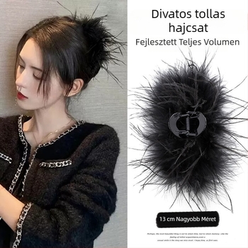 Hajcsat tollas díszítéssel – Szuper Tündér Stílus, kézzel készített fejfedő kiegészítő (Anyag: Tollak; Stílus: Szuper Tündér Tollas; Gyártás: Kézzel készített; Kategória: Fejfedő kiegészítő)