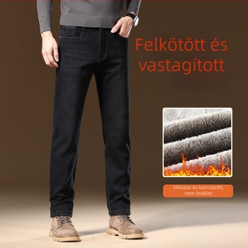 Férfi farmernadrág, koreai stílus, egyenes szabás, alacsony derék, magas rugalmasság