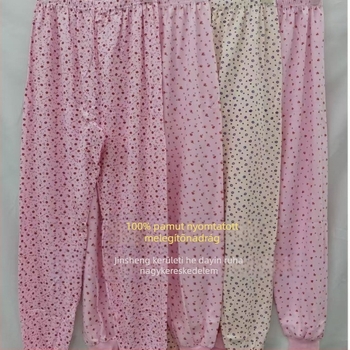 Női virágos pamut nadrág, meleg, egy rétegű, 100% pamut, anyagvastagsága 181–200 g/m²
