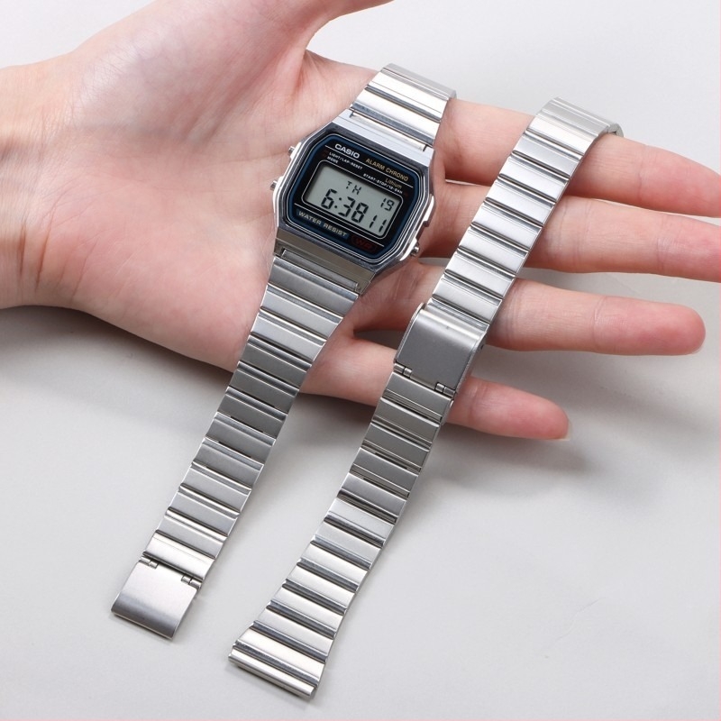 Rozsdamentes acél óraszíj Casio F-91W/AQ-S810W-hoz, vintage retro stílus, 2024 tavaszi kiadás