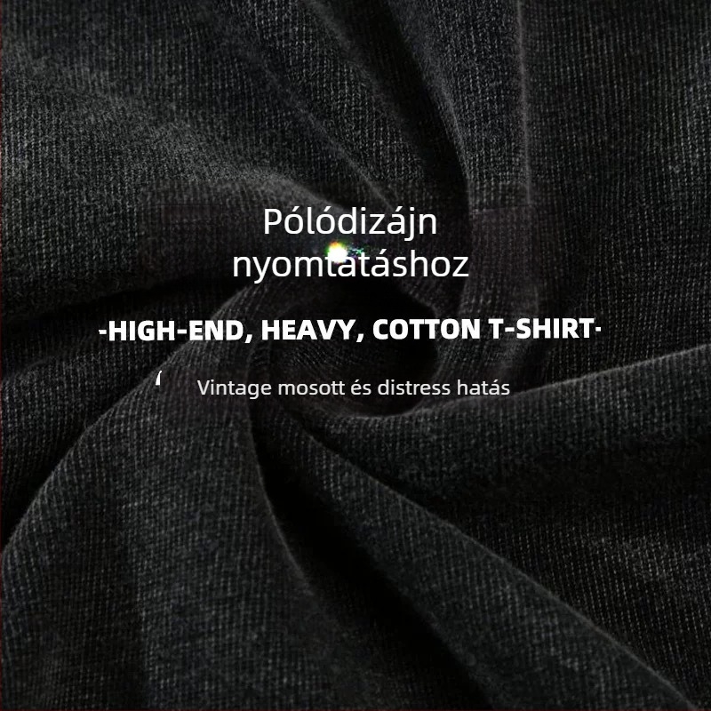 Uniszex pamut T-shirt, 96%+ pamut, 300-350 g, mosott distressed stílus, laza szabású, kerek nyak