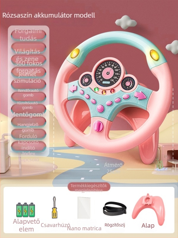 Hátsó ülésre tervezett gyerekeknek kormány – vezetési szimuláció, műanyag, 0–3 éveseknek