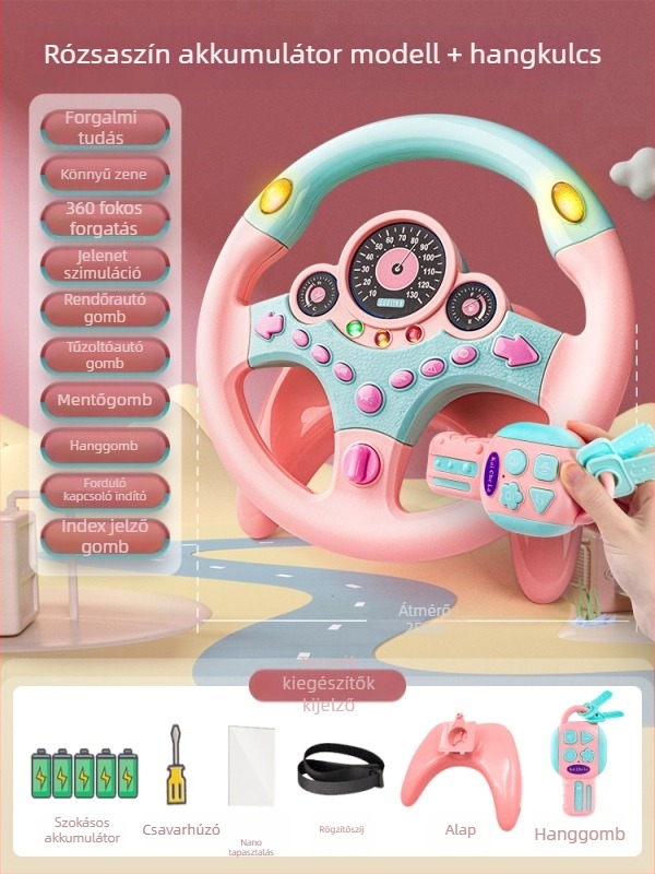 Hátsó ülésre tervezett gyerekeknek kormány – vezetési szimuláció, műanyag, 0–3 éveseknek