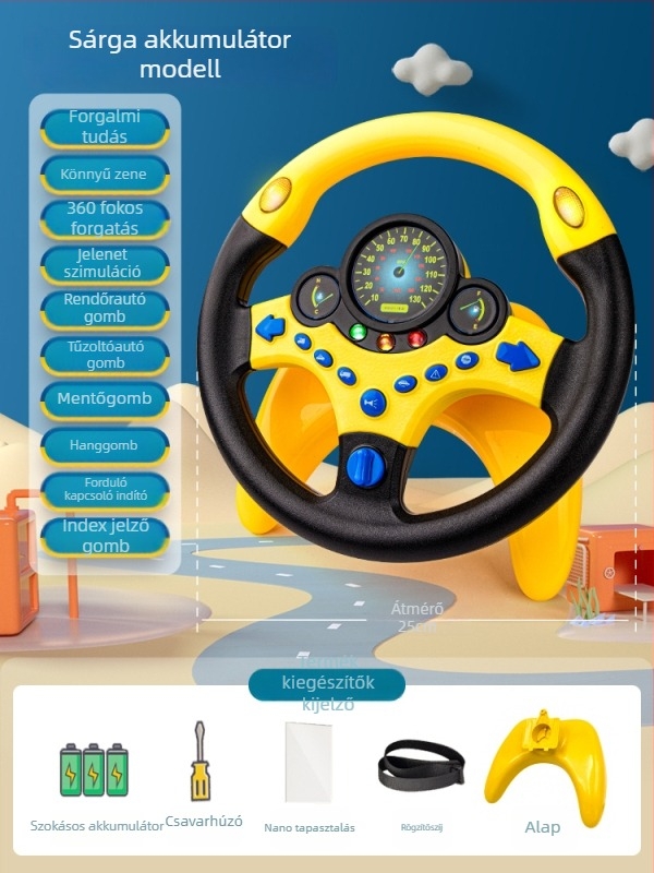 Hátsó ülésre tervezett gyerekeknek kormány – vezetési szimuláció, műanyag, 0–3 éveseknek