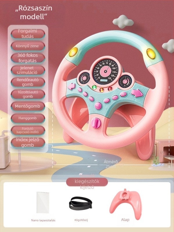 Hátsó ülésre tervezett gyerekeknek kormány – vezetési szimuláció, műanyag, 0–3 éveseknek
