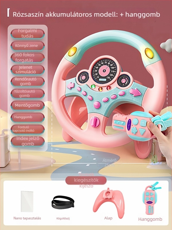 Hátsó ülésre tervezett gyerekeknek kormány – vezetési szimuláció, műanyag, 0–3 éveseknek