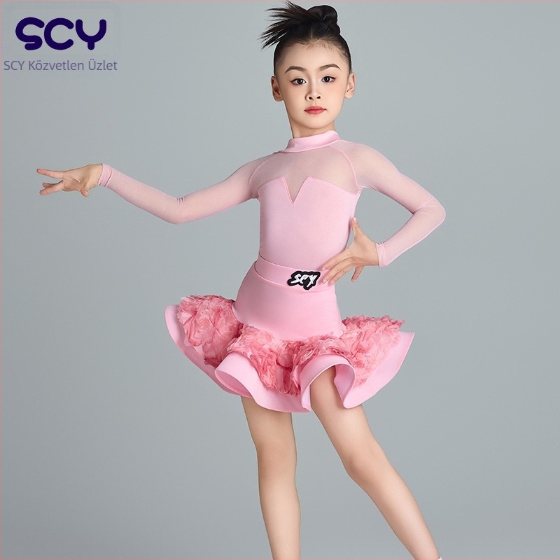 Gyerekek latin táncruha előadásra, egyszínű modell, spandex anyag 70%, bélés spandex 70%, lányoknak